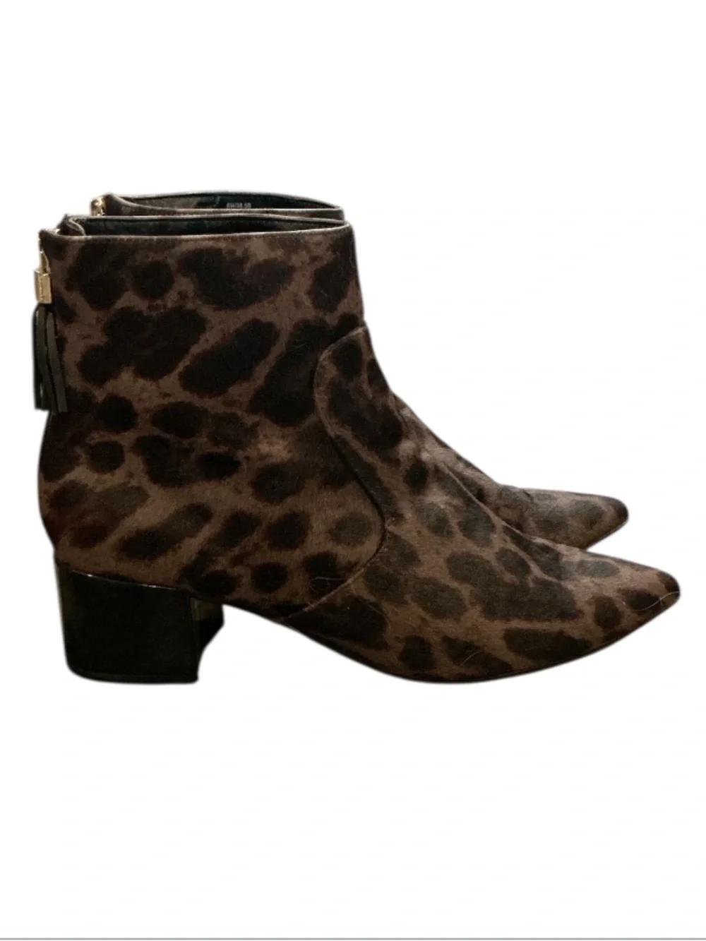 Authentic Karl Lagerfeld designer Leopard animal print leather ankle boots sz 8